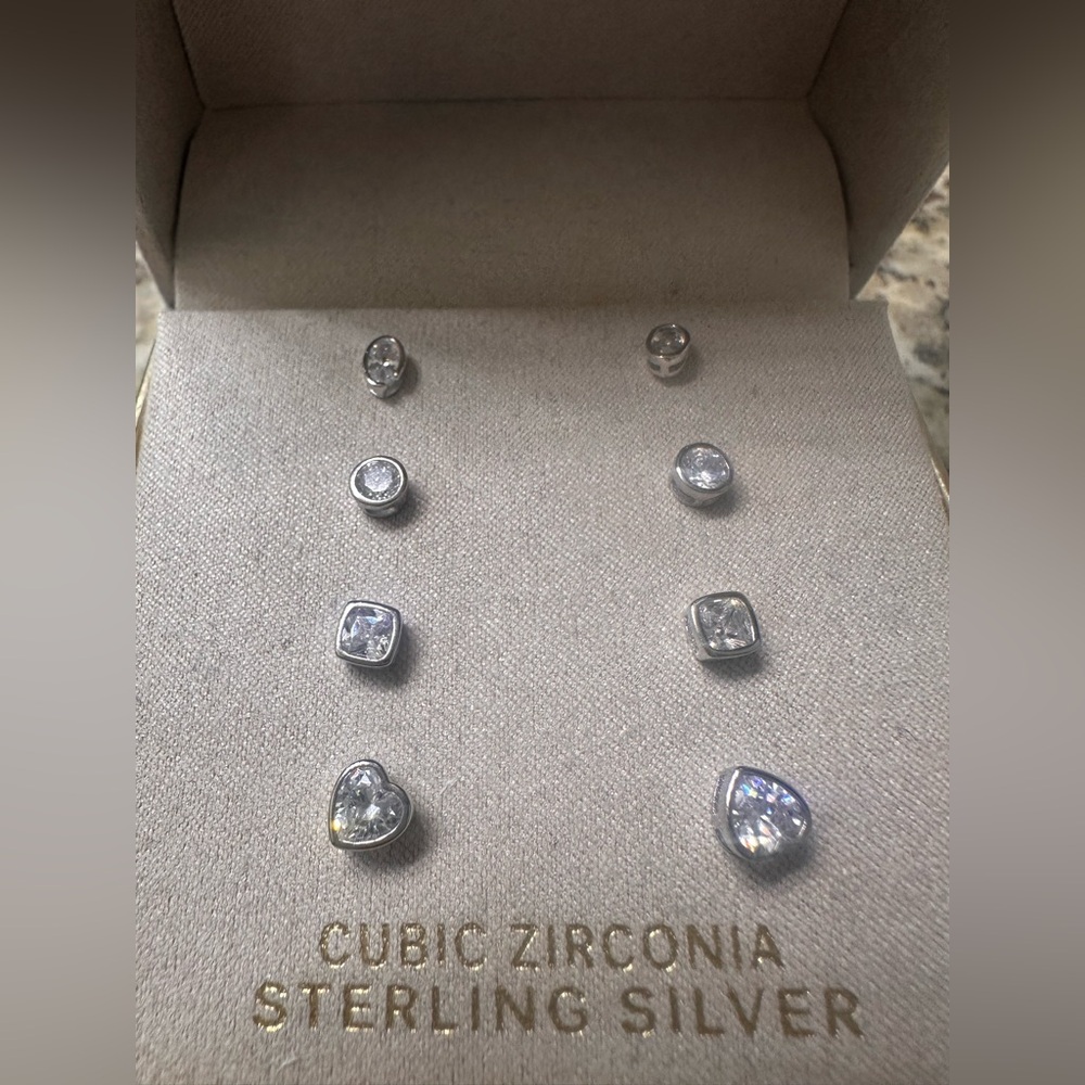 Sterling silver cubic zirconia set of 4